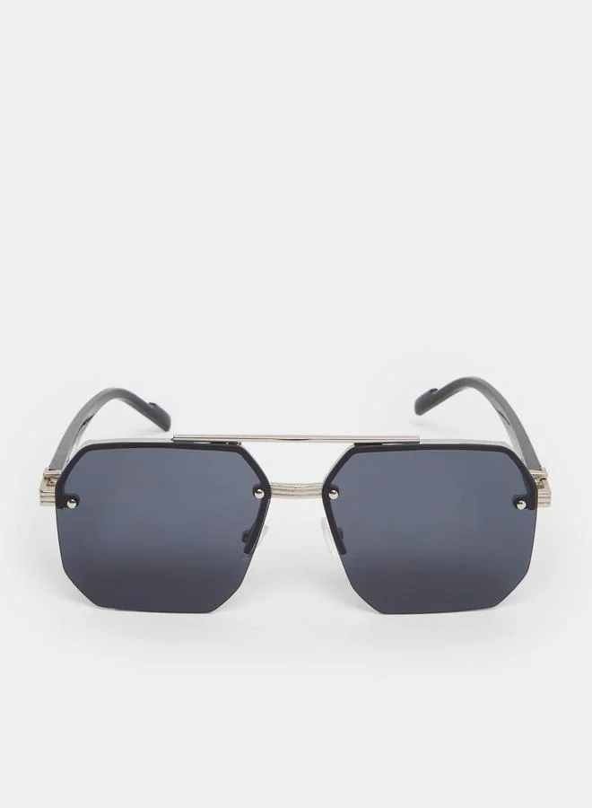 ستايلي نظارة شمسية هندسية بجسر مزدوج